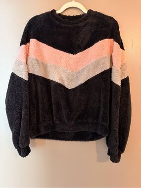 SHEIN Plush Fuzzy Sweater Jacket - Black